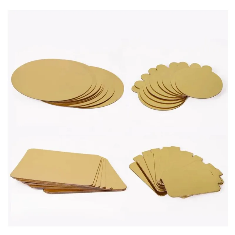 Wholesale Custom Mini Round Square Triangle Rectangle Cake Base Board Gold With Tab