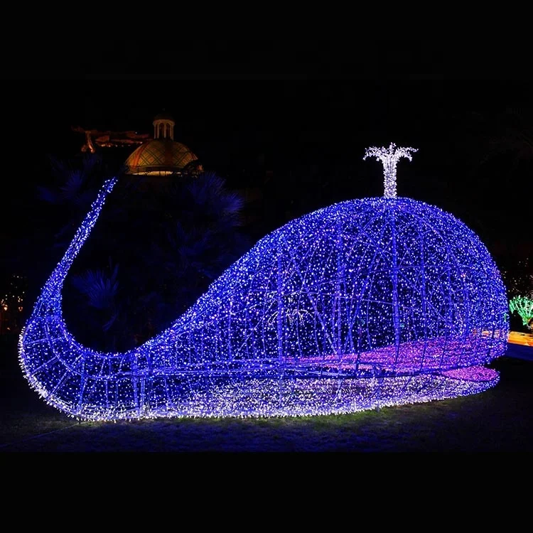 Customized 3D Dolphin Motif Light Marine Theme Decorative Lighting Figure for Amusement Park Zoo Mall