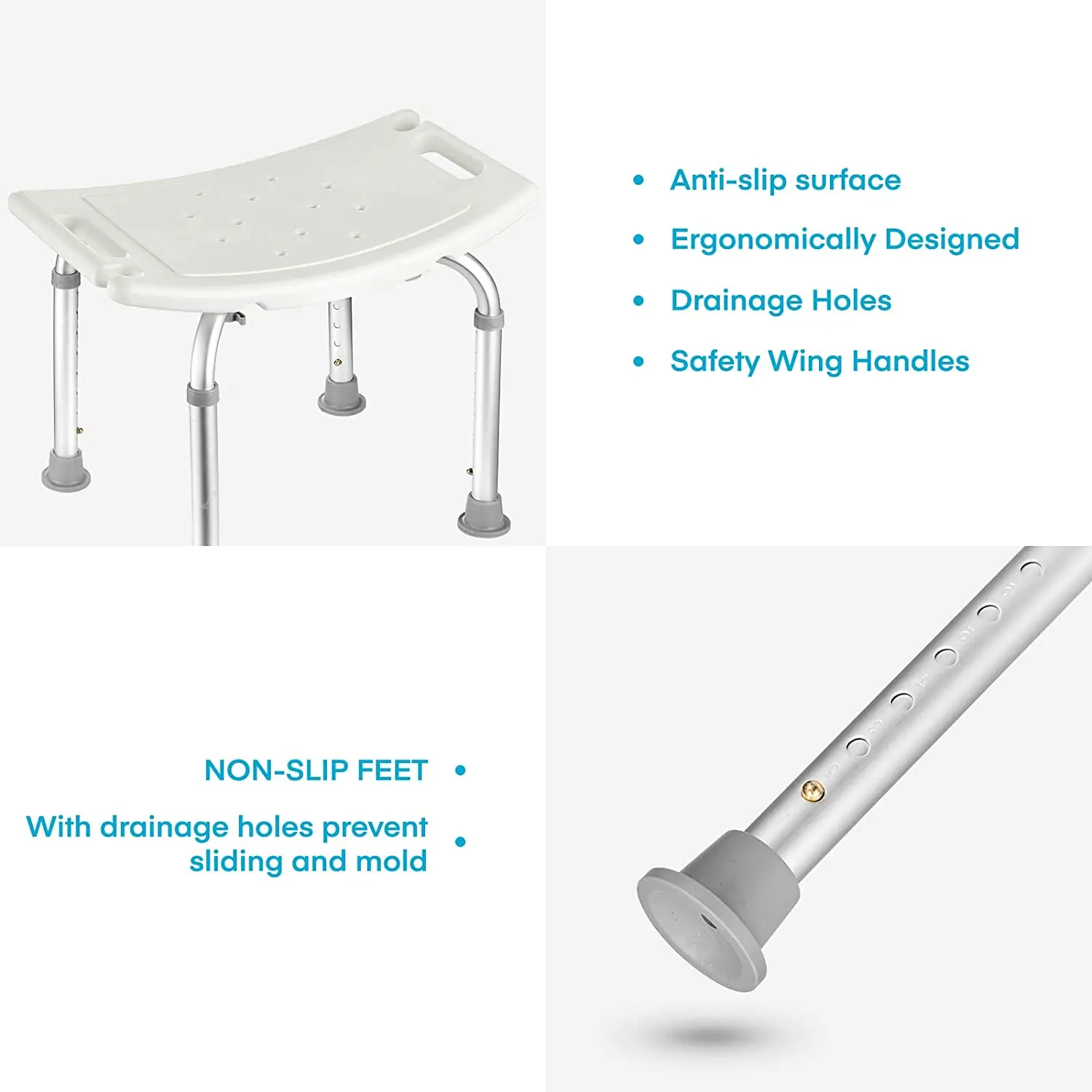China wholesale adjust shower chair aluminum bath chair for the disable bathroom seat chair for shower bathroom stool