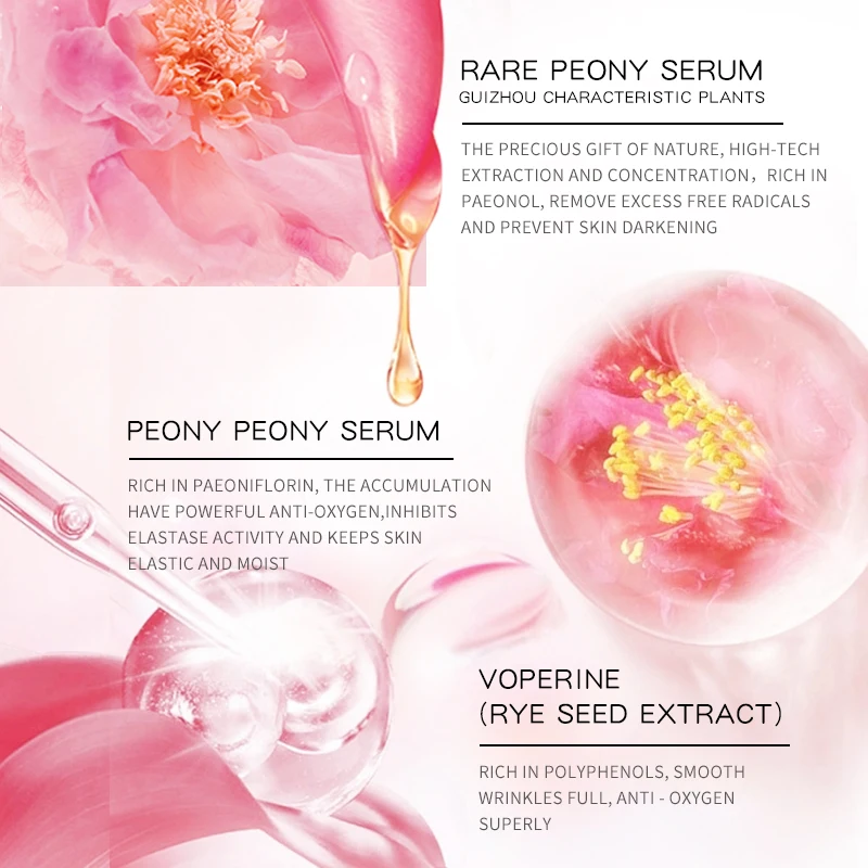 Kangrong Private Label Thermophilus Fermentation Peony Root Paeoniflorin Oxidative Skin Elastic Moist Elasticity Face Serum