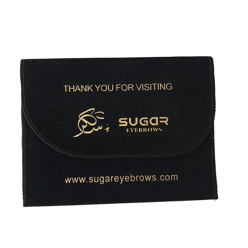 Custom Gold Logo Soft Velvet Eyebrow Envelope Dust Bags Thank You Gift Pouches For Promotion