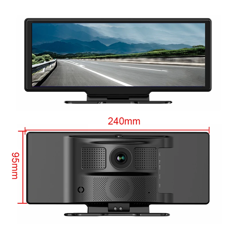 10.26 Inch 4k dashcam camera with Wireless CarPlay Android AUTO Multimedia Audio car dvr camera Video Recorder car monitor