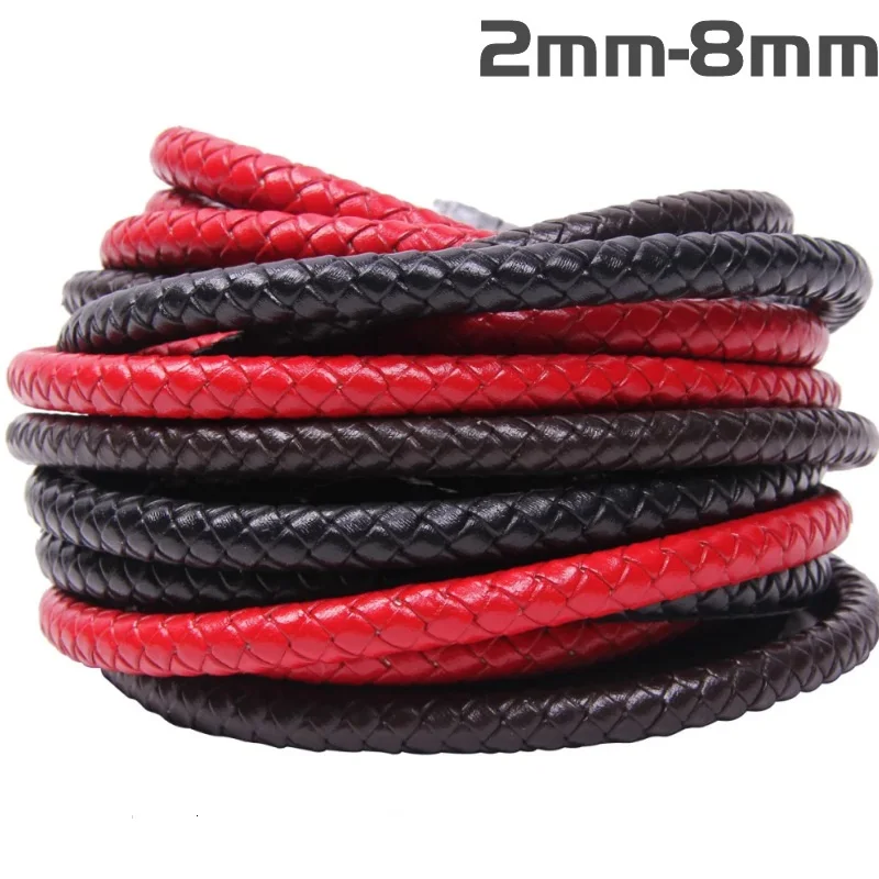 Handmade leather cowhide ropes 5 mm Brown Round Genuine Braided Leather Cord Bolo Tie Cording woven leather cord for bracelet