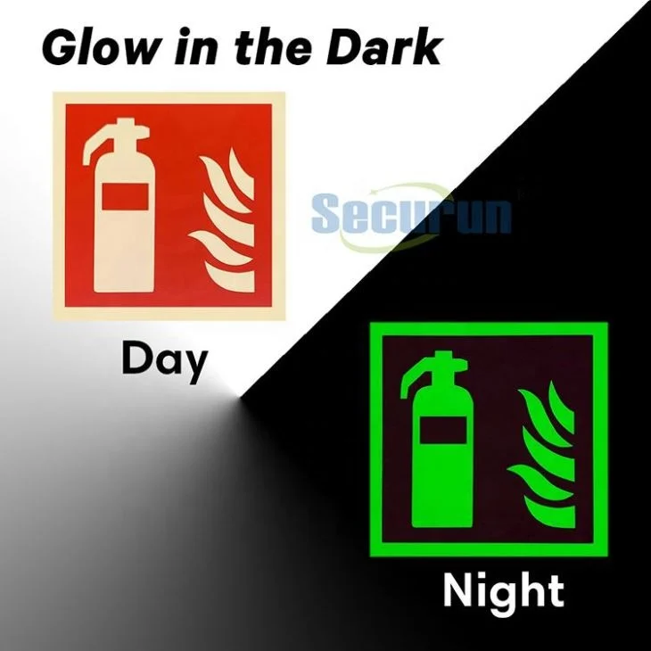 Custom PVC Fire Extinguish Sign Fire Extinguisher Sticker Glow in the Dark
