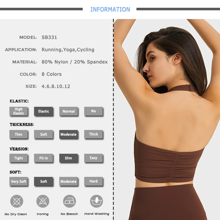 Sexy Halter Women High Impact Sports Bra Backless Push Yoga Tops With Removable Cups Naked Feeling Gym Fitness Outdoor Yoga Bra