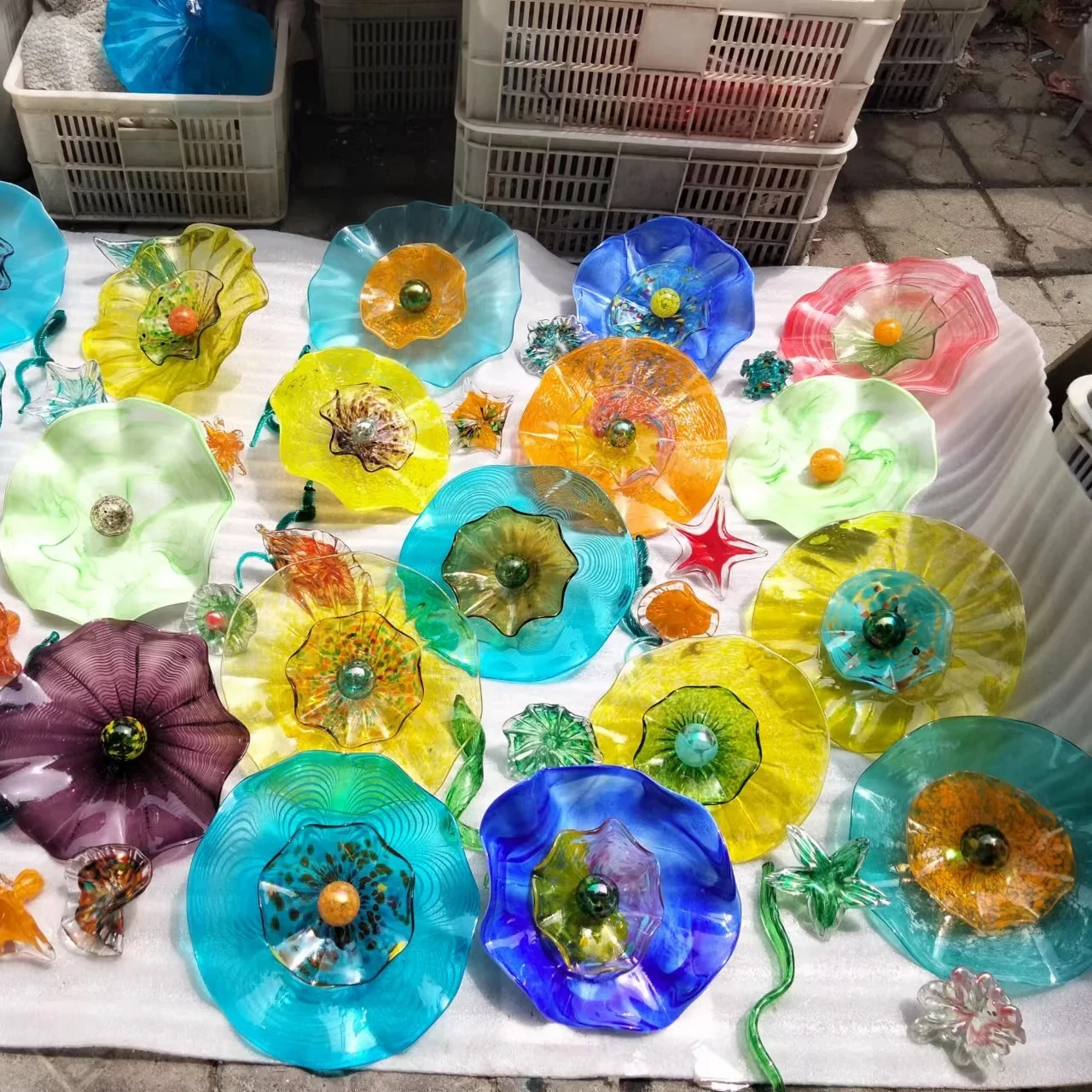 Modern Handmade Abstract Glass Flower Wall Art Home Decor Luxury Home Decoration Accessories