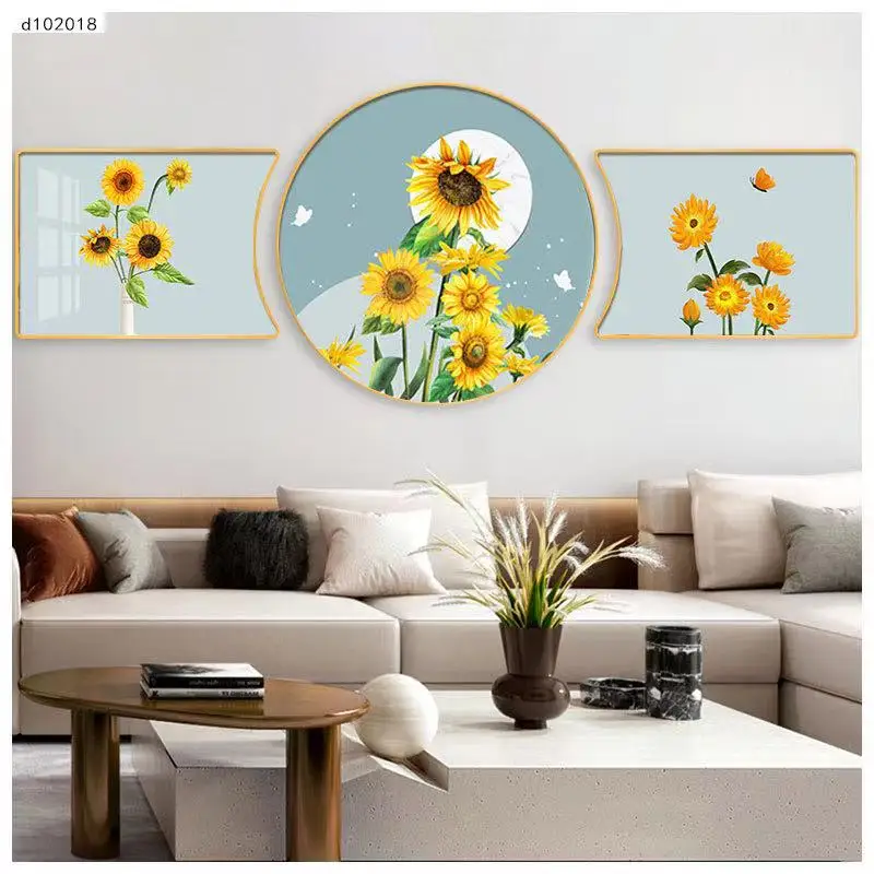 Fashion Flowers Paintings Chrysanthemum Crystal Porcelain Painting For Living Room