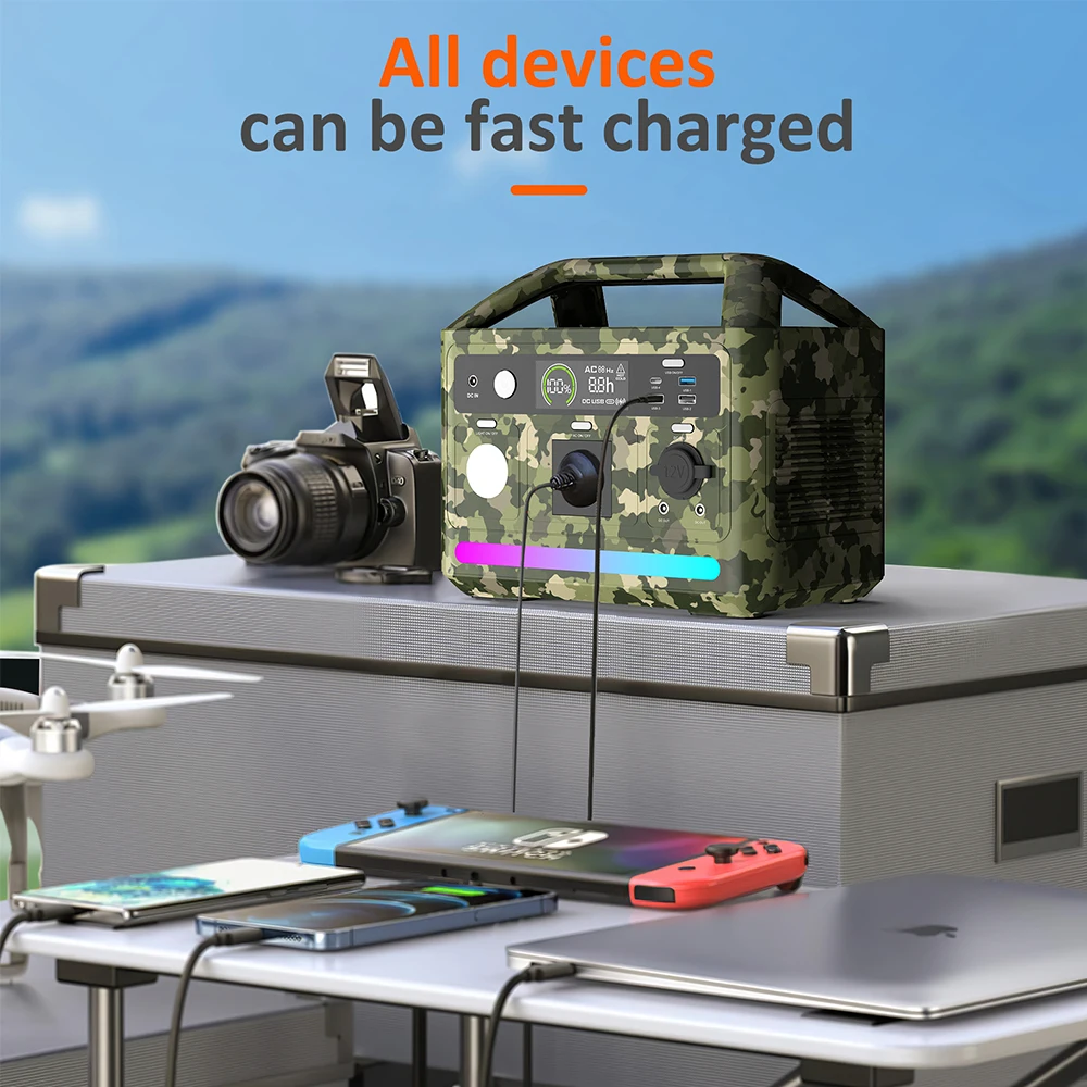 Power Station with Lifepo4 Battery 600W 700W 1200W 2200W Home Outdoor Lithium Power Bank Solar Panel Portable Power Station 600W