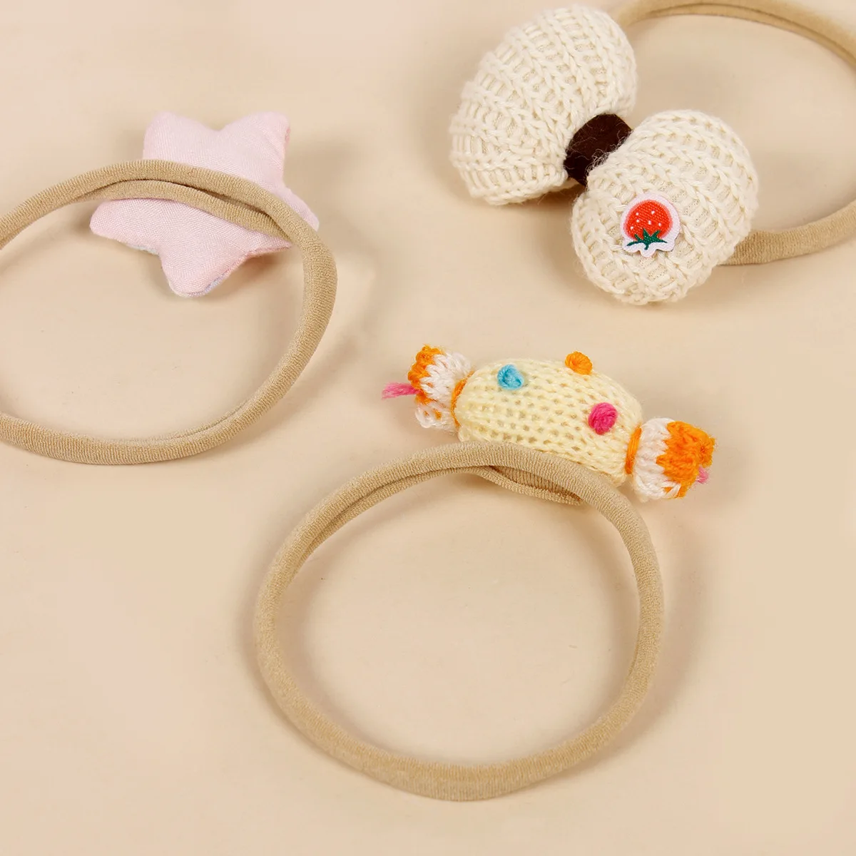 10Pcs/Set Kids Hair Bows Nylon Headband Crochet Flowers Candy Stars Shape Headband For Baby Girls Daily Hair Accessories