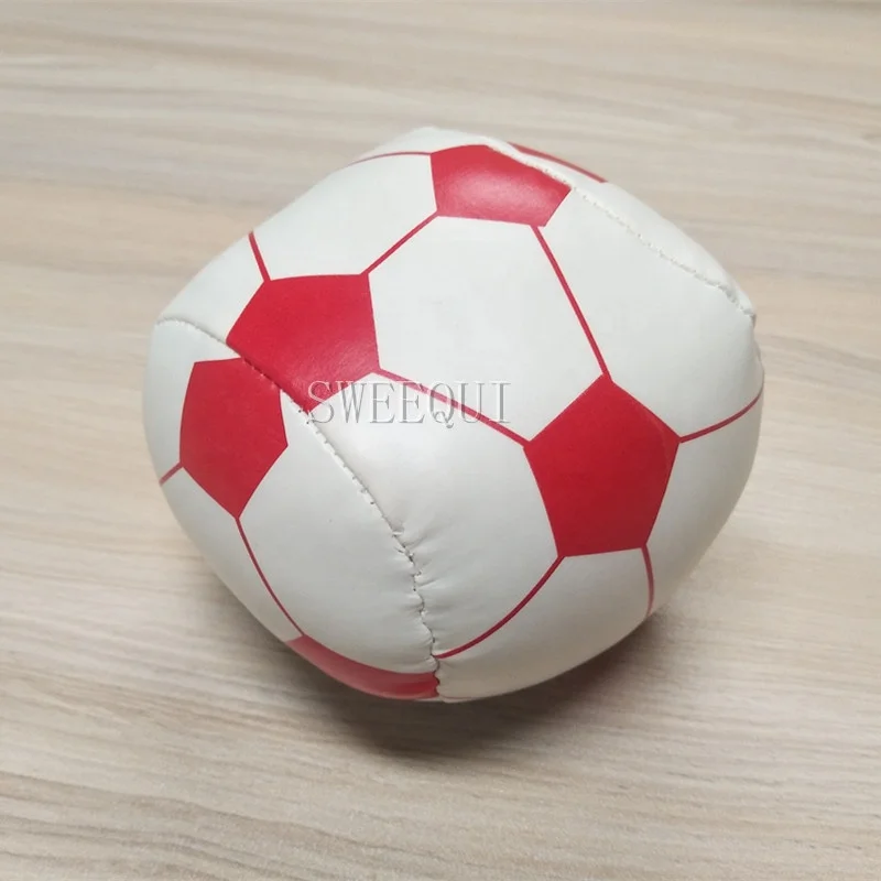 Custom Logo Printed Stuffed Foot Bags red soft pu football shaped flat footbag