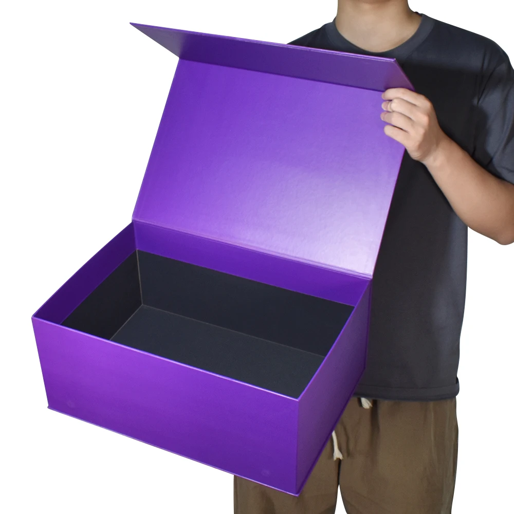 Custom Large Purple Magnetic Boxes for Company Giveaway Clothing Hoodie Shoes and High Quality Luxury Big Gift Box Packaging
