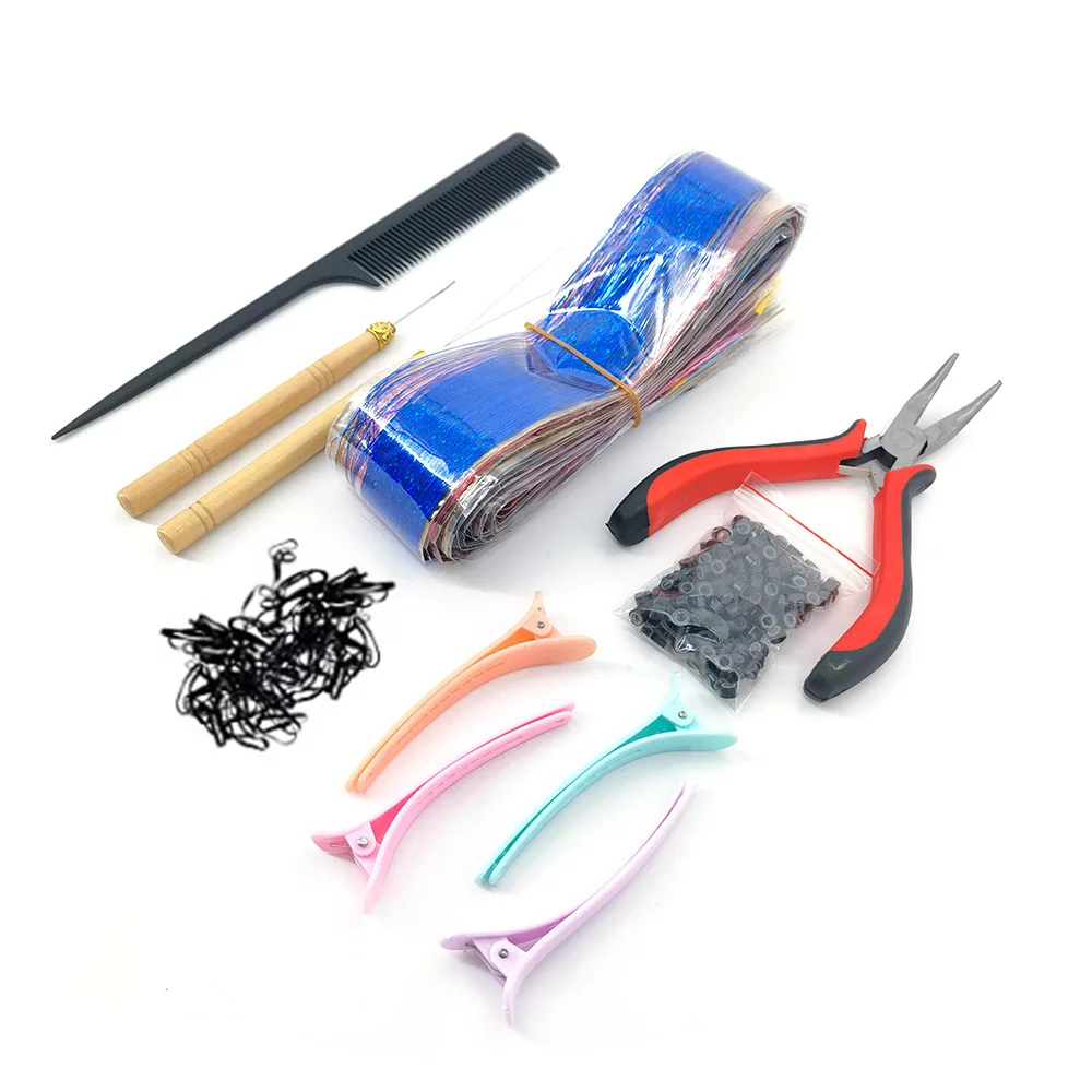FOCSTAR Wholesale Hair Tinsel Kit Tinsel Hair Extensions Tools Kit Glittering Sparkling Shiny Hair Extensions (BTD1049)