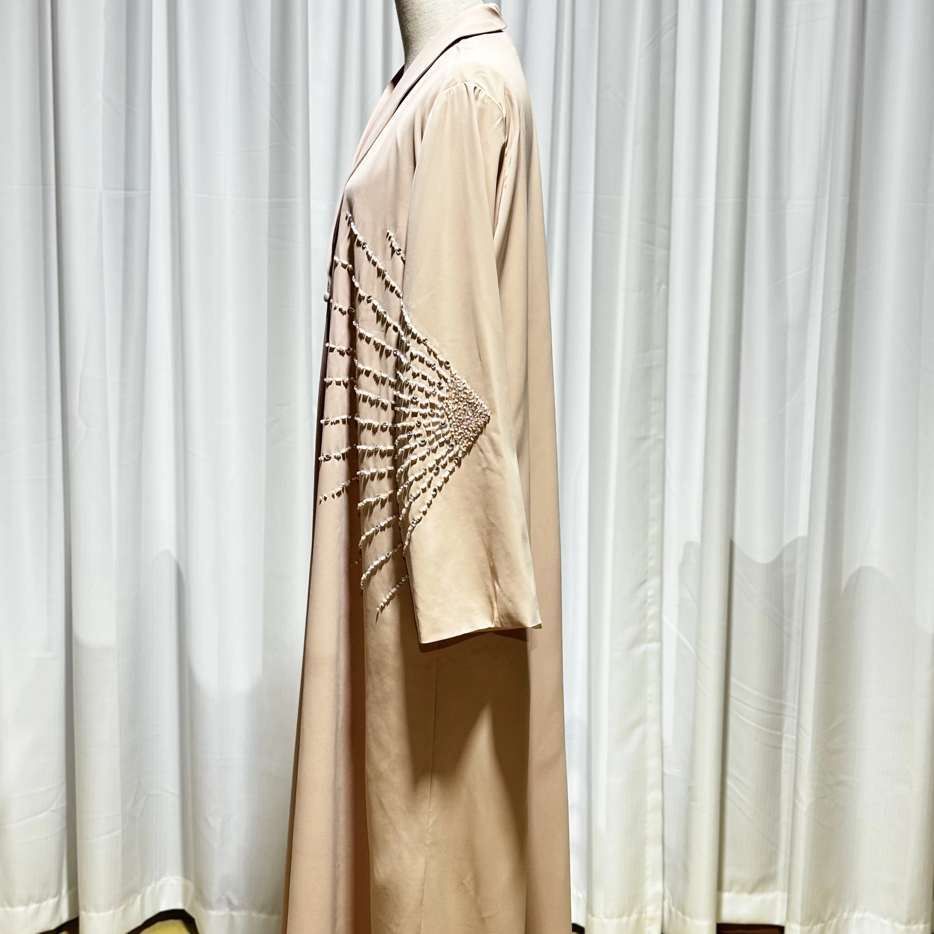 classic abaya 2024 Eid Almond beaded special design Abaya Girl Muslim Summer light long dress + coat arabic abaya
