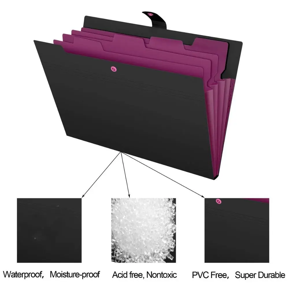 Letter A4 Paper Expanding File Folder Pockets Accordion Document Organizer