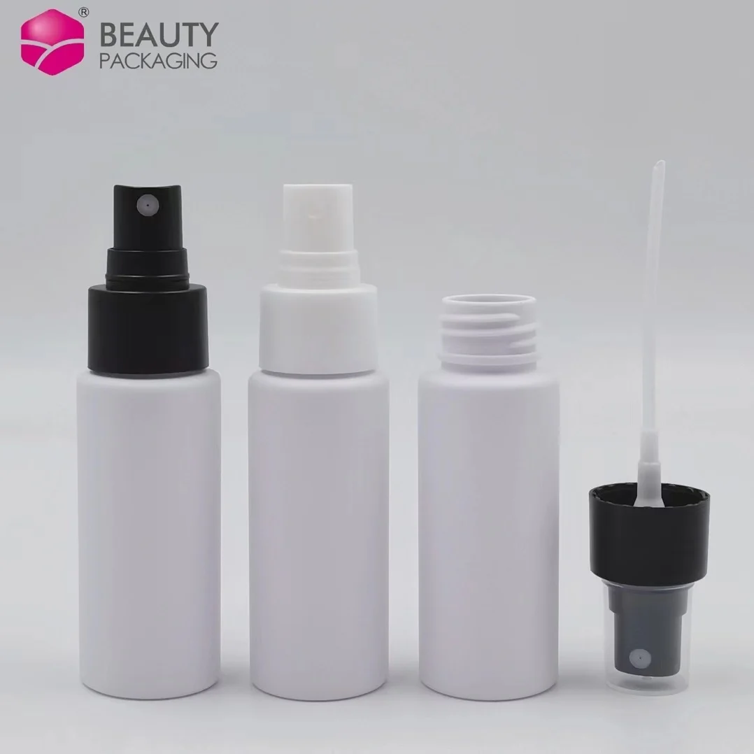 Custom 50ml Plastic Toner Bottle Cosmetic Frosted Matte White PET Plastic Spray Bottles For Personal Care Liquid