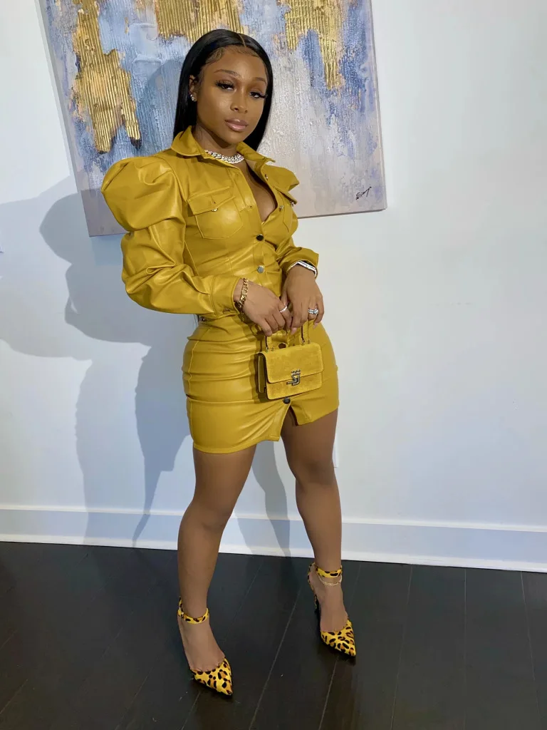 3312 New style comfortable puff sleeve fashion PU dresses single button leather dress for ladies elegant club wear short dress