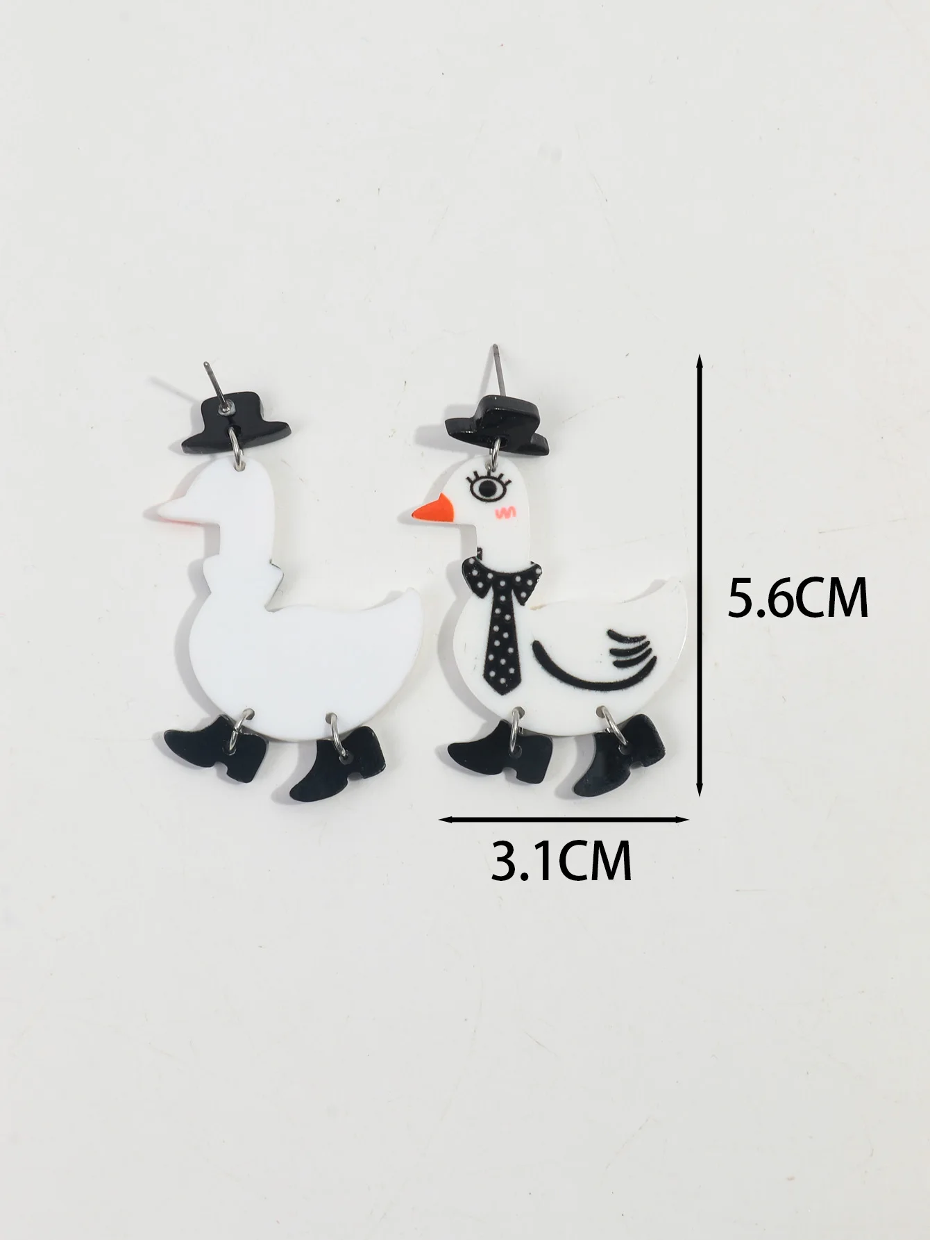 Cute Creative Cartoon Animal Earrings Fun Leather Shoes Spotted Tie Gentleman Hat Flexible Duck Acrylic Drop Earrings gift