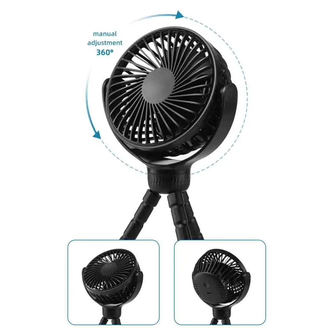 Customized Logo Outdoor Flexible Clip Tripod Fan 2  Pedestal Rechargeable Usb Octopus Fan Mini Portable Baby Stroller Fan