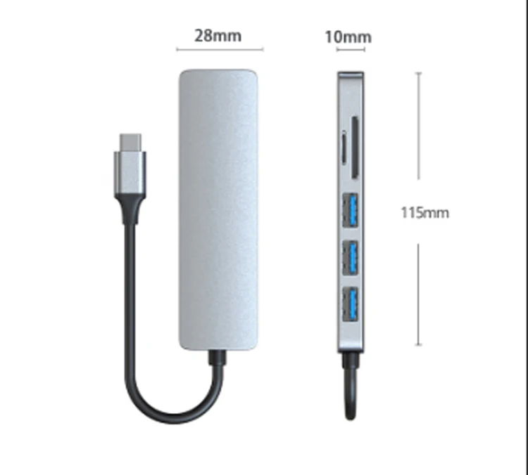 Usb-c Hub/ 6-1 Gaming Usb C Hub 6 In 1 6 Port Docking Station Usb Cable Adapter Hub Aluminum