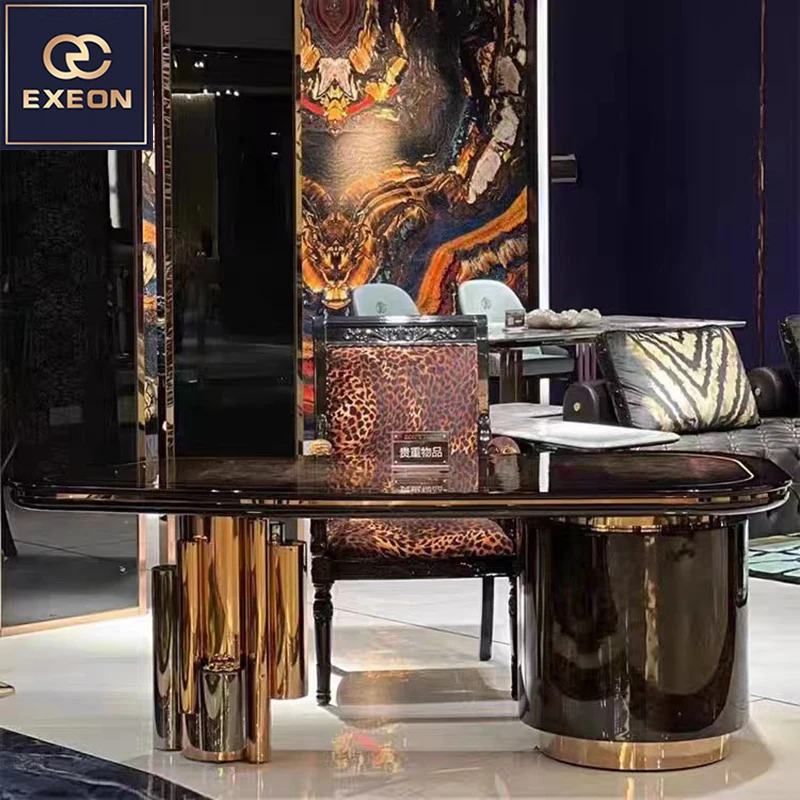 Modern Luxury Solid Wood Desk Hign End Home Office Furniture Table Design Metal Presidential Custom Desk