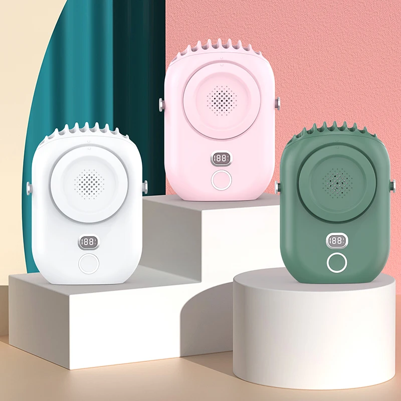 New Cooling Small Waist Fan Power Bank 2000mAh Battery USB Rechargeable Flashlight Mini Portable Hanging Neck Fan