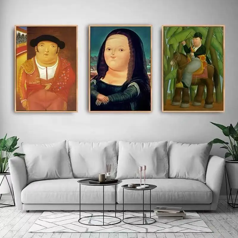 Botero Reproduction Handmade Fat Mona Lisa Canvas Art Oil Painting For Hotel Lobby Office Home Decor