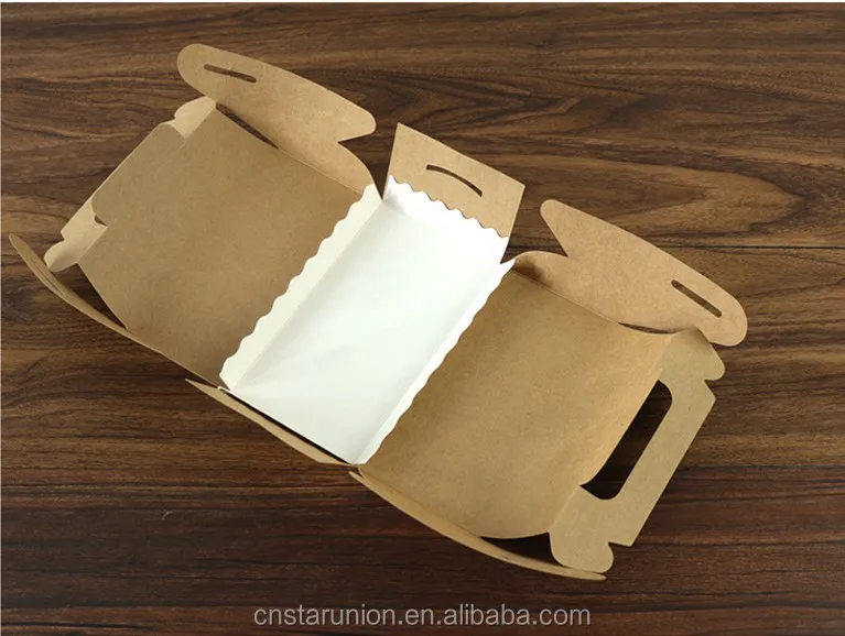 Wholesale Low Price disposable brown kraft paper container box take out food packaging box lunch box with handle Made in China