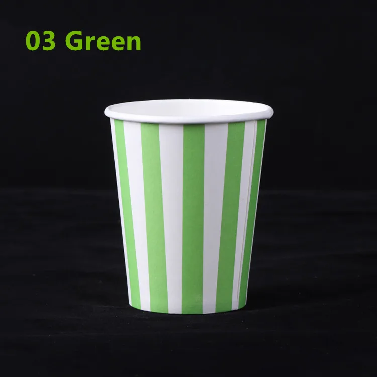 Disposable Striped Colored Paper Cup 9 oz 250ml Thickened Eco-Friendly Birthday Party Paper Cup