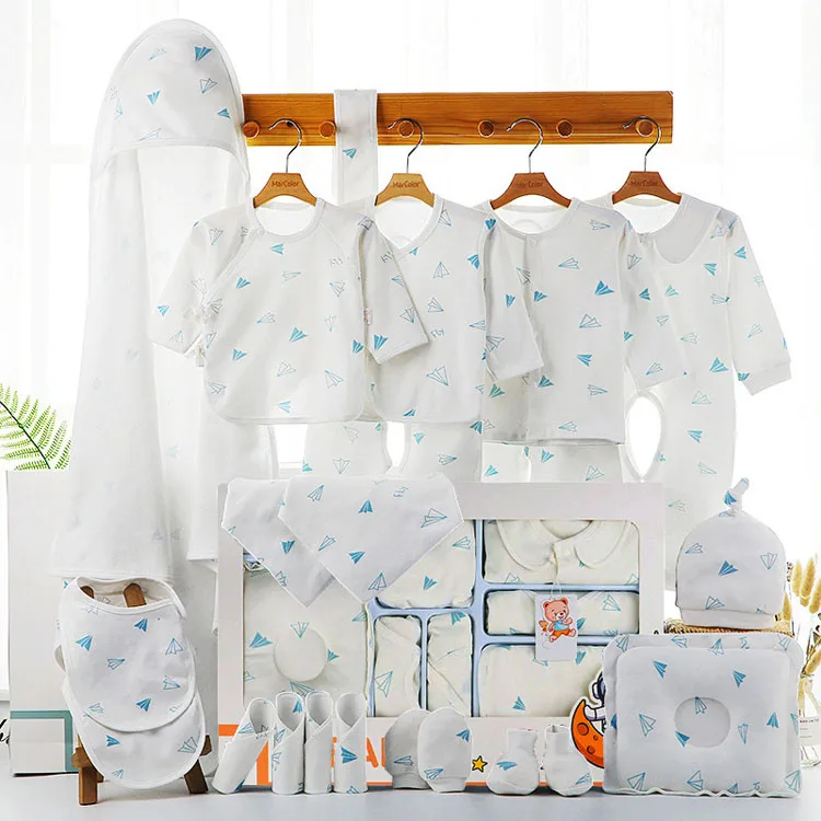 22pcs New Born Bodysuit  Baby Clothes Gift Set  100% Cotton All Season Baby Clothes Set With Gift Box