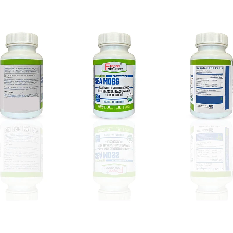 Organic Wildcrafted Seamoss, Bladderwrack & Burdock Root, Supplement for Immunity Capsules