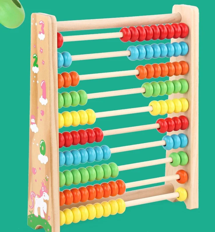 wooden children ten files arithmetic abacus early education montessori teaching aids act study materials montessori toys
