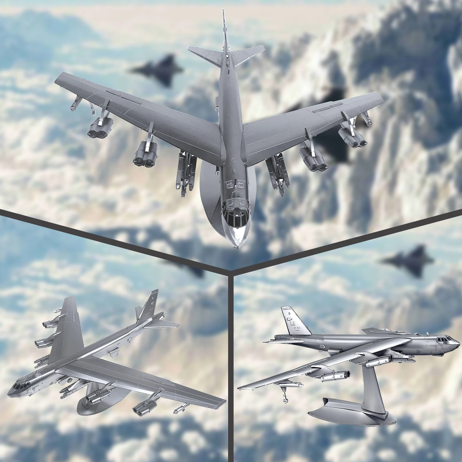 Piececool 1:200 Stratofortress American Military Airplane Model Building Kits  3D Metal Puzzles for DIY Assembly Puzzle