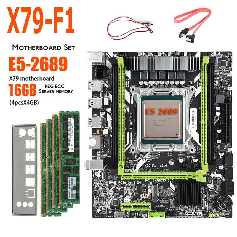 Brand new X79 Motherboard LGA 2011 Xeon E5 2689 Set with 4*4GB DDR3 ECC Memory Gaming PC Placa Mae X79M-S 2011 Xeon Assembly Kit