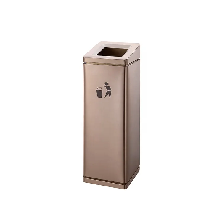 High Quality Outdoor  Stainless Steel  Trash  Can,  Rose Gold Standing Large Metal Waste Bin