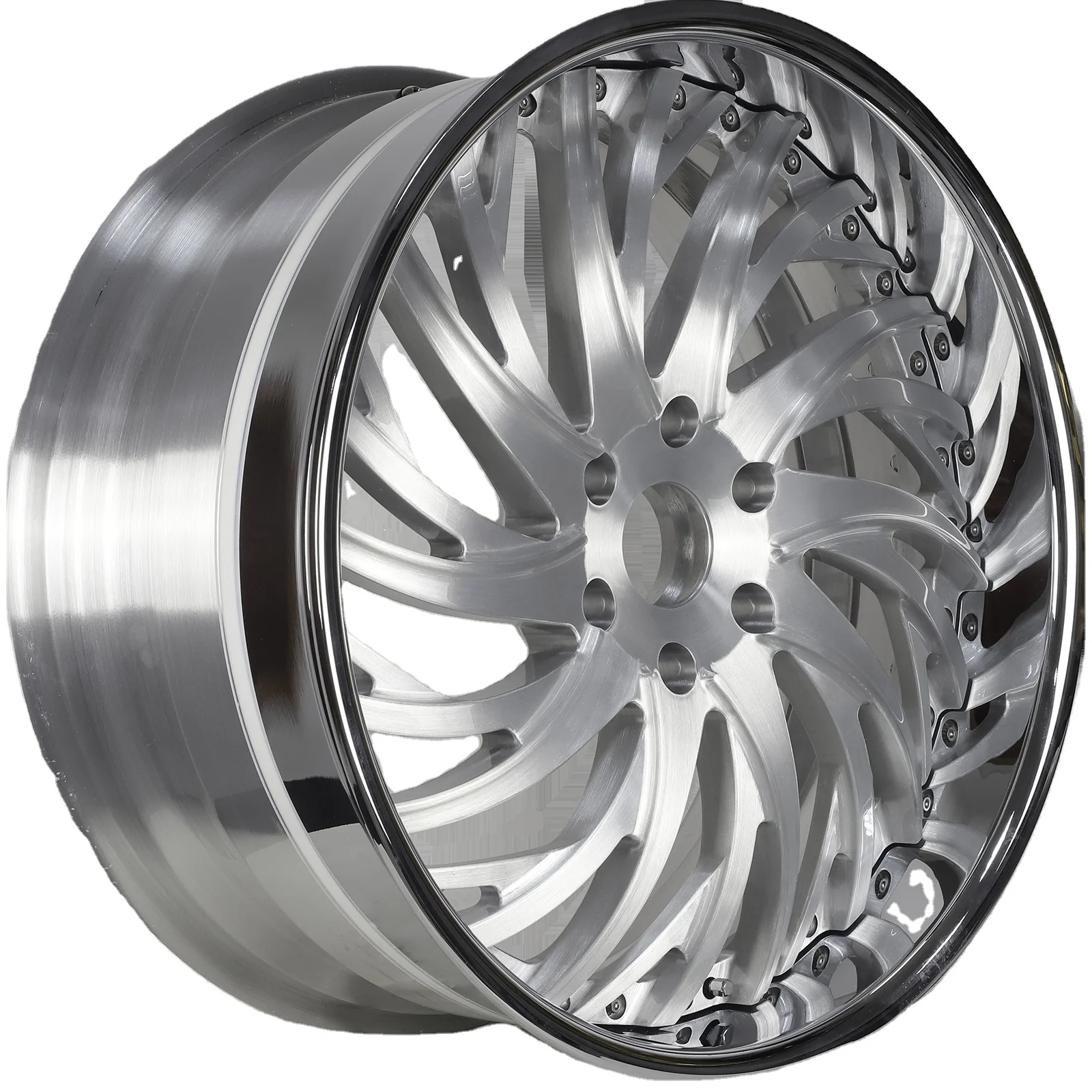 3 pieces design with polished color and chrome color for alloy wheel forged wheel