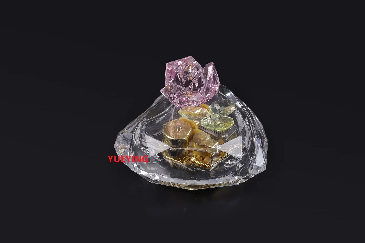 Acrylic music box heart with rose big size with LED light for girlfriend
