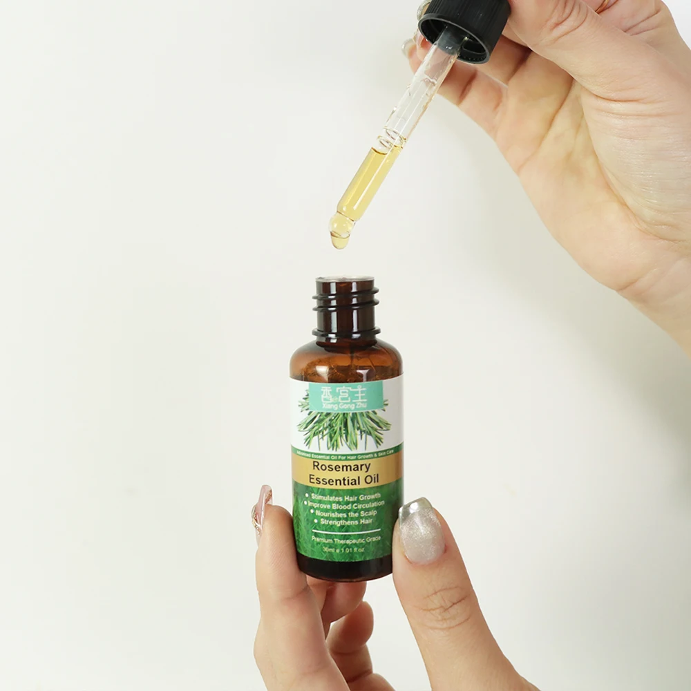 Custom Bottle Natural Skin Hair Eyelash Growth Organic Rosemary Coconut Oil Carrier Rapid Growth Liquid Essential Oil