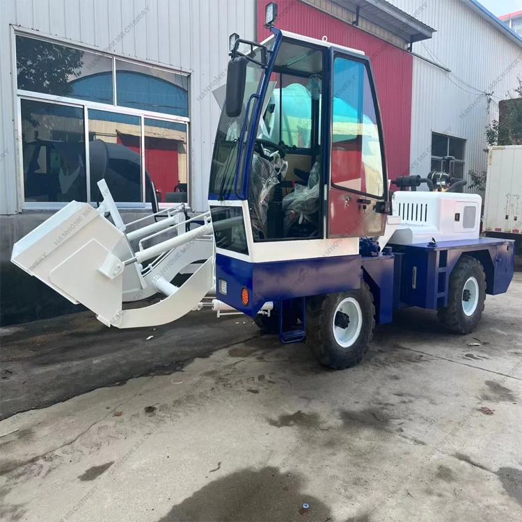 High efficiency automatic weighing mixing mobile concrete mixer with loading hopper, 1500l self propelled concrete mixer