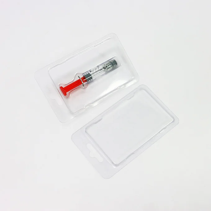 Wax Melt Clamshell Box Clear Blister Tray Packaging Empty Syringe Box 1ml Luer Lock Serum Sryinge Packaging