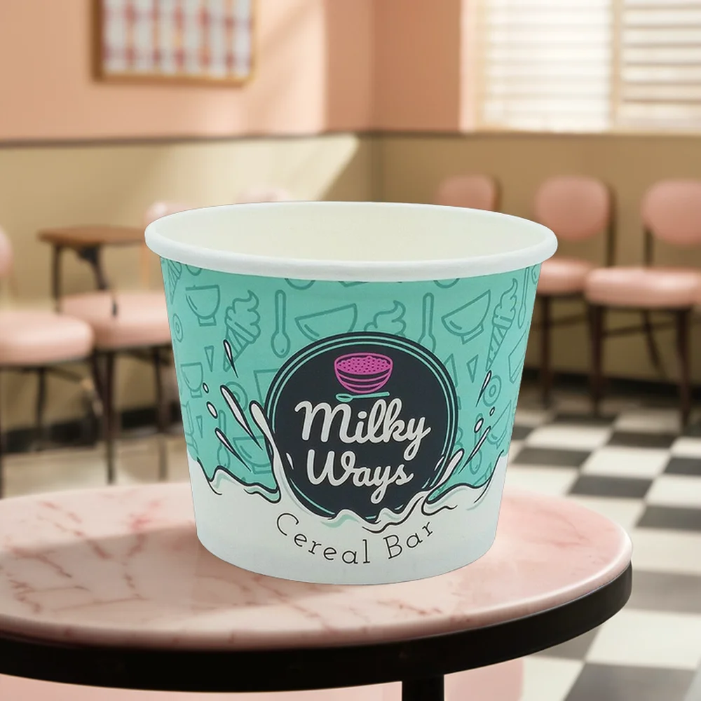 AT PACK New Arrival 3Oz 5Oz 8Oz 10Oz Ice Cream Paper Cup Packaging Custom Disposable Ice Cream Packaging Paper Cup With Lid