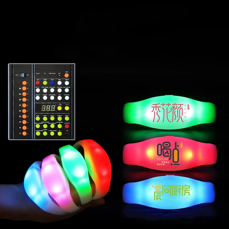 Bulk Custom Logo Remote Controlled LED Bracelet Concert, DMX Control LED Wristband Bracelet For Event