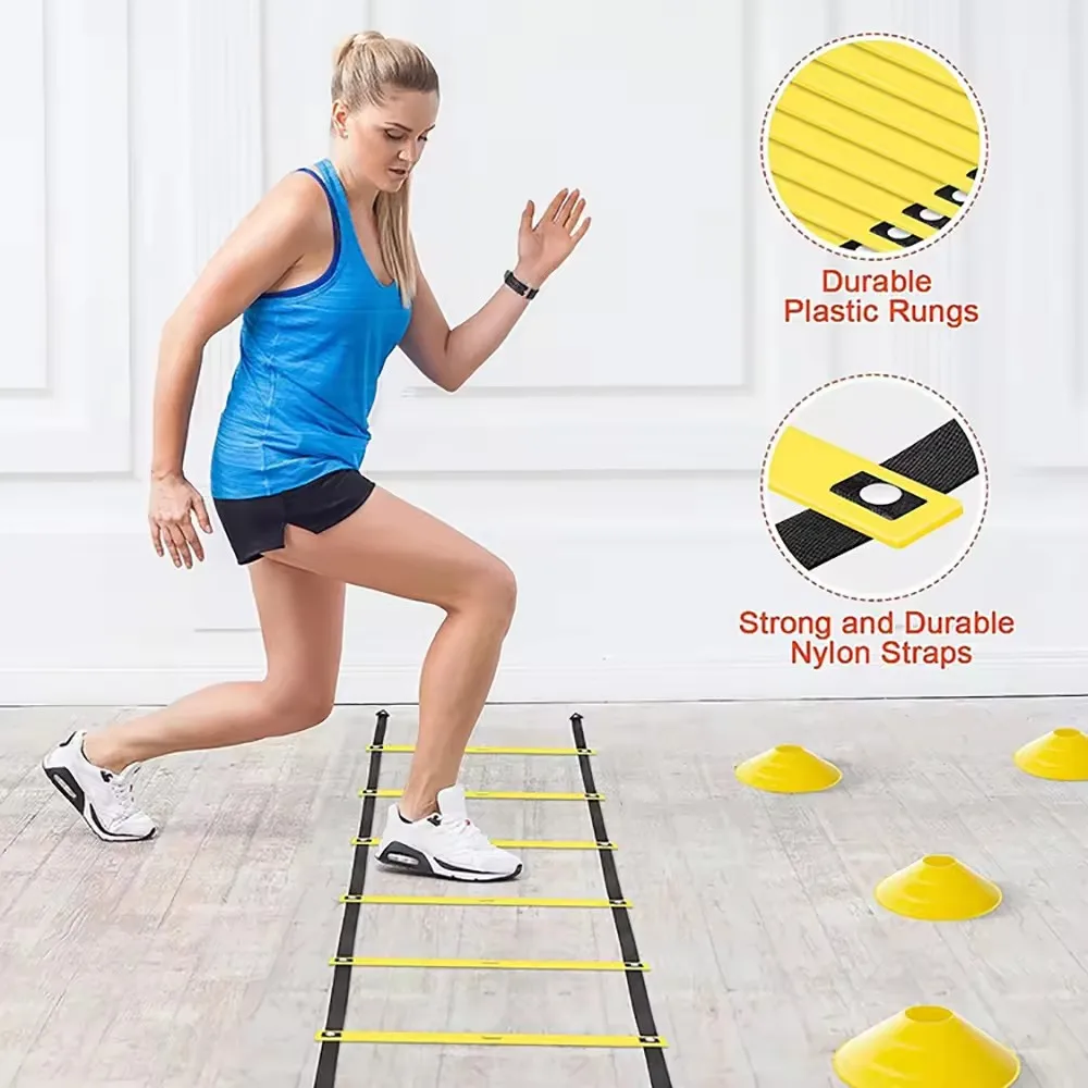 ActEarlier Football Soccer Speed Training Equipment Set 12 Soccer Cones 4 Hurdles Running Parachute Agility Ladder