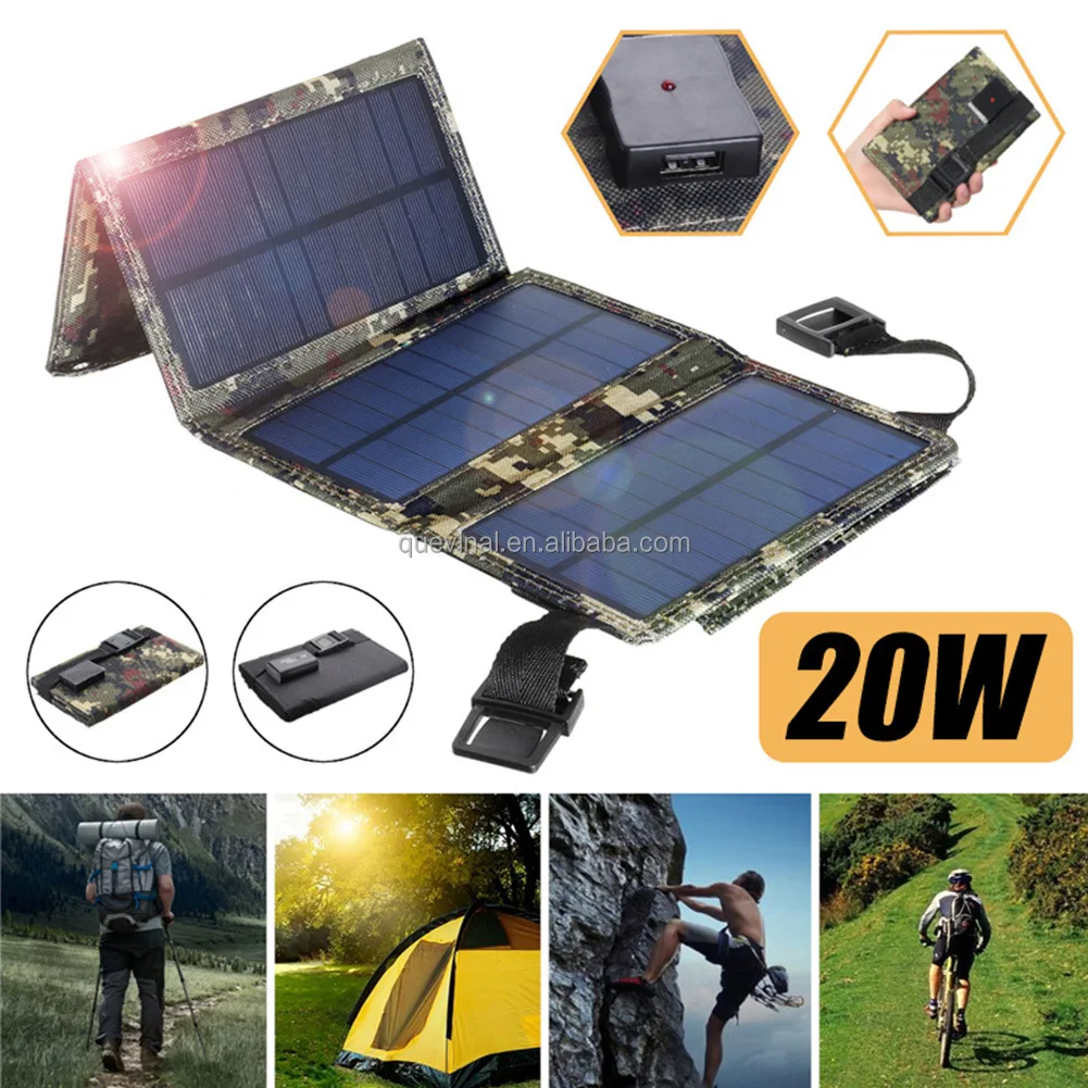Foldable 20W 10W 20W 60w 120W 200w USB Solar panel Portable Waterproof Charger phone laptop A digital camera power bank charger