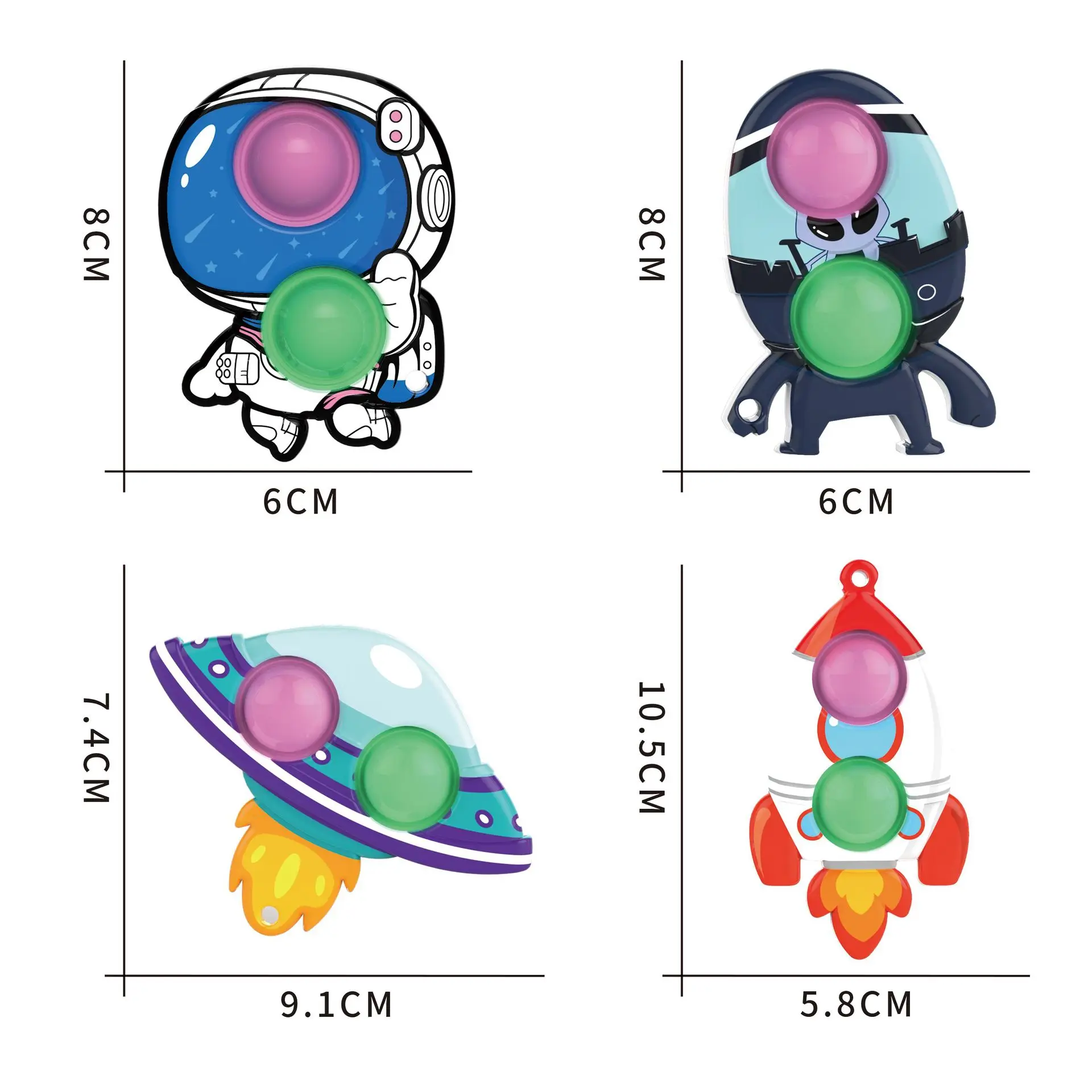 2021 New Design Christmas gift Fidget Buttons Keychain Toy Bubble Push it Silicone Sensory Fidget Toy