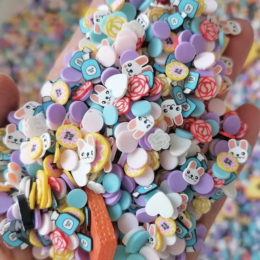 1kg DIY Craft Slime Sprinkles Playing Cards Poker Bread Drink Bottle Rose Flower Mix Polymer Clay Sprinkles Slices