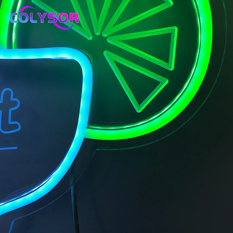 COLYSOR 2023 Popular Beer Shape Design Bar Advertising Beer Cocktail Logo Wall Light LED Custom Neon Sign Light