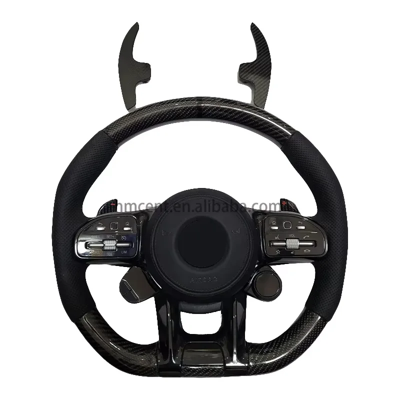 Auto Upgrades High performance carbon fiber leather fit For Mercedes Benz AMG Auto Steering Wheel