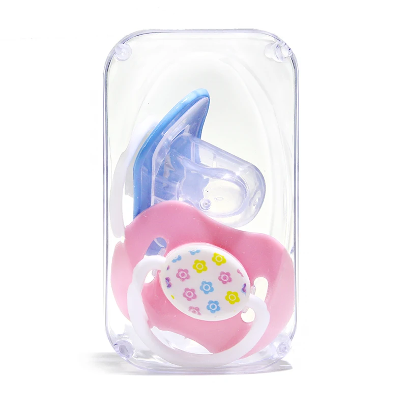 Fashion Cartoon Orthodontic Silica Gel Pacifier Teat with PP Handle Flat Nipple