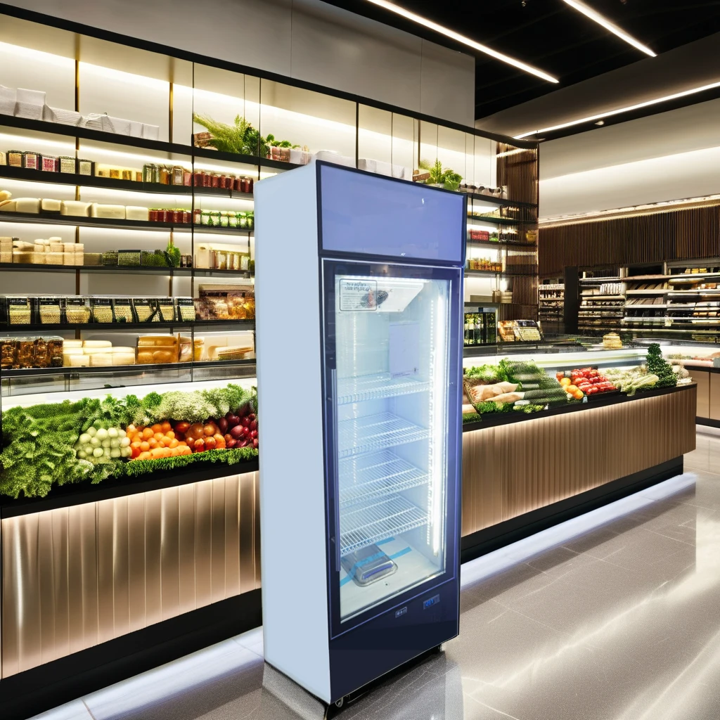 Single temperature upright single glass Door display fridge commercial Refrigerator For Supermarket