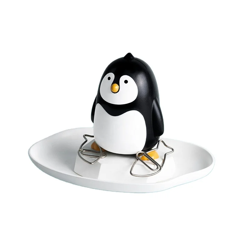 Penguin multifunctional custom cartoon OEM sharpener desktop paper clip magnet paper clip holder